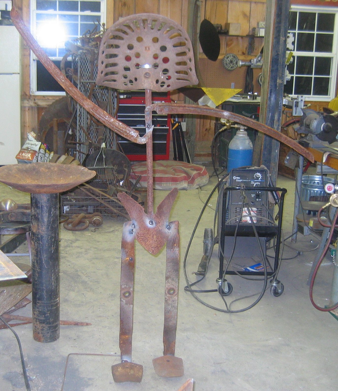 Farm hand sculpture in progress